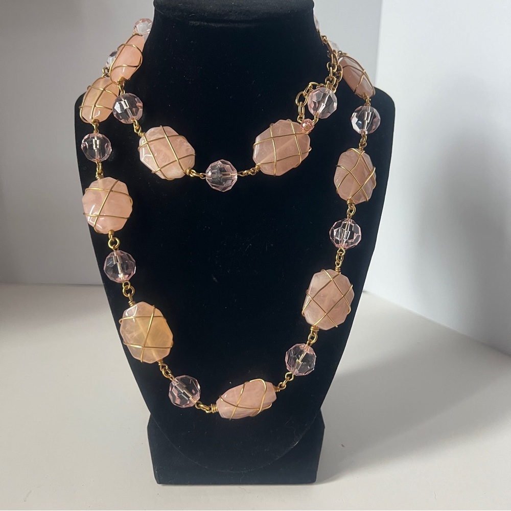 Joan Rivers Pink and Gold Necklace Set